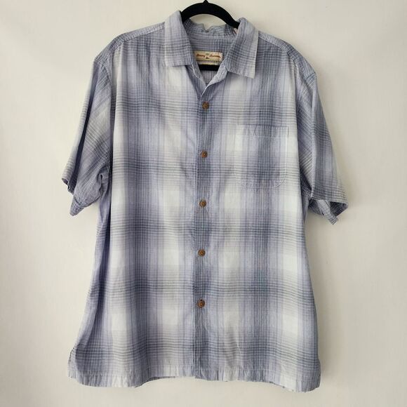 Tommy Bahama Original Fit short sleeve button front blue plaid shirt size XL - Picture 1 of 6